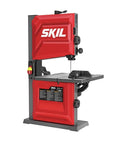 2.8 Amp 9 Inch Benchtop Band Saw for Woodworking, 2-Speed Drive, Tool-Free Belt Tension, Quick Blade Tension shown in red design