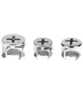Three In One Thickening Connector Eccentric Wheel For Furniture Hardware, 15mm 12mm 10mm Diameters, Zinc Alloy Nickel Plated, 10 Pcs