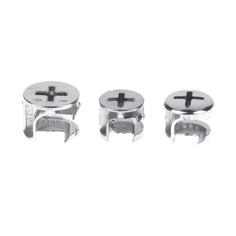 Three In One Thickening Connector Eccentric Wheel For Furniture Hardware, 15mm 12mm 10mm Diameters, Zinc Alloy Nickel Plated, 10 Pcs