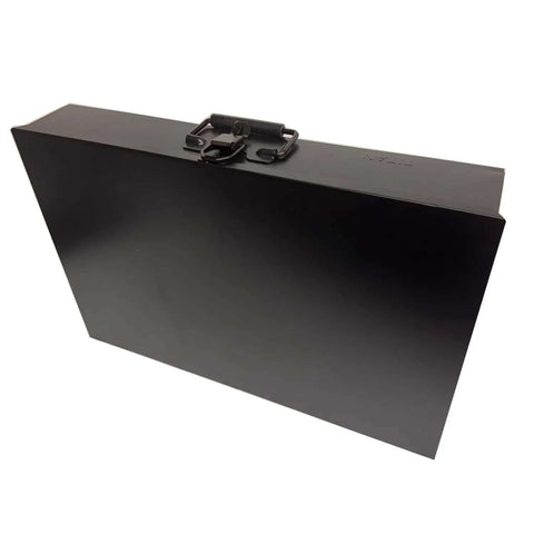 Heavy Duty 24 Compartment Black Metal Drawer Storage Box With Removable Tray, Locking Latch And Cushioned Easy Grip Handle, Industrial Steel