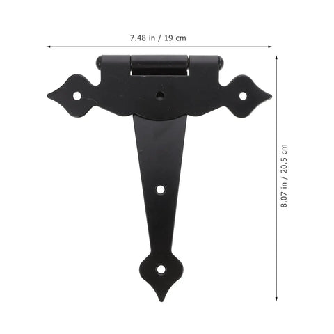 T Shaped Iron Door Hinges 8 Inch Black Painted Built To Last Heavy Duty Gate Hinges Replacement For Home Doors Two Pieces