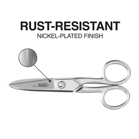 Electrician Scissors For Heavy Duty Cutting And Low Voltage Work, 5.25-Inch Compact Snips With Tough Tempered Steel And Nickel Plating