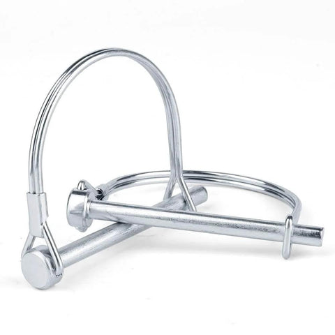 Beefy Workhorse 10 Pack Safety Coupler Pins and PTO Pins for Trailer Connectors and Farm Equipment, zinc-coated, carbon steel.