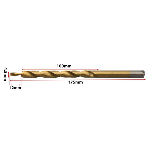 Top Tier HSS Step Drill Bit With Round Shank For Pocket Hole Jigs Golden 175mm, 4.5mm tip, 12mm step