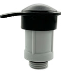 Side view of air jet valve OEM 12363 12373 for above-ground pool inlet jets with black cap, Air Jet And Cap Replacement For Your Above Ground Pool Inlet Jets No Hassle OEM 12363 12373 Compatible With 26165EH 26167EH 26175EH 26183MW 26191CA 26191EH 26301T 26303EH 26321EH 26361EH