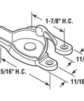 Dimensions and design of Diecast Cam Action Window Sash Lock With Alignment Lugs For Double Hung Windows White Finish One And Three Quarters Inch On Center Mounting Holes Includes Screws And Keeper Heavy Duty Zinc Die Cast Hardware Pack Of 36