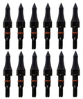 12 pack 100 Grain 5-16 Inch Steel Screw-In Field Points For Archery, CNC Machined With Tolerance 0.5 Grain, on white background