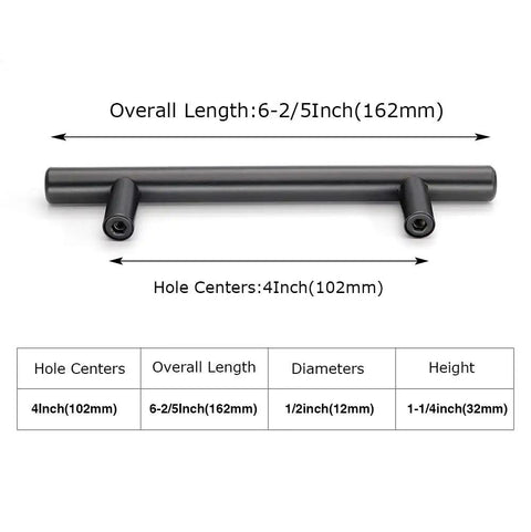 Diagram showing dimensions of 4 Inch Matte Black Cabinet Handles 10 Pack Stainless Steel Drawer Pulls For Kitchen Cabinets