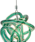Dope Teal Glass Pendant Light Kit 1 Light Low Voltage With Chrome Socket And Canopy, hand-blown teal glass shade design