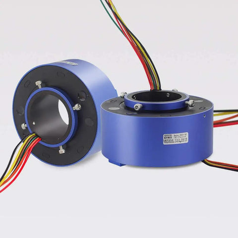 Beefy Through Hole Slip Ring 6 Wire 6 Channel Conductive Rotary Connector 10A 220VAC DC with 50mm hole, silver plated contacts