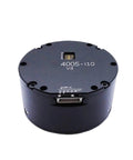 Dual Encoder Servo Motor MG4005E I10V3 with CAN 18Bit and 14Bit encoders, shown from top view, ultra compact for industrial automation.