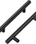 10 Pack Matte Black Cabinet Handles 4 Inch Center To Center, 6-3/8 Inch Overall Length, 1/2 Inch Diameter, side view