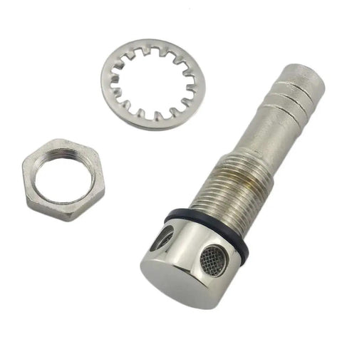 316 Stainless Steel Gas Tank Vent Cowl With Mounting Gasket And Hardware For Marine Boats And Yachts, parts laid out.