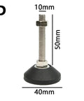Heavy Duty Adjustable Leveling Feet With Swivel Base And Wear Resistant Pads Ditch The Wobble On Uneven Floors smooth 50mm height, 10mm diameter.
