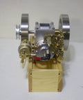 Kickstart Your Engineering Quest With This Slick Six Cubic Centimeter Hit And Miss Gasoline Engine on a solid wood base.