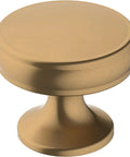 Champagne Bronze Cabinet Knob 1-1/4 Inch Diameter For Cabinets And Drawers, Renown Series, warm gold tone knob, side view.