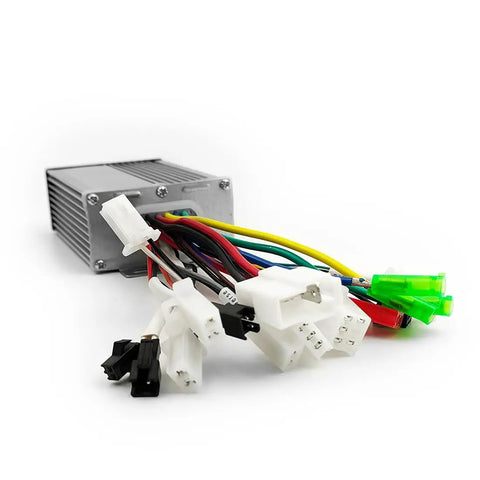 Plug And Play Slick Design 24V 36V 48V 350W Brushless Hub Motor Controller Square Wave Driver with multi-colored wires.