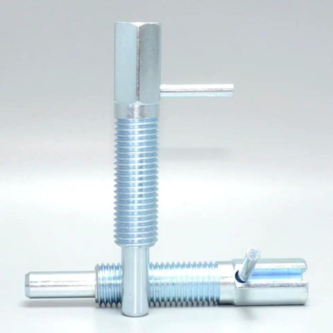 Heavy Duty Retractable Indexing Plunger Pin M10 Stainless Steel Spring Loaded Safety Latch, two units showing different angles.