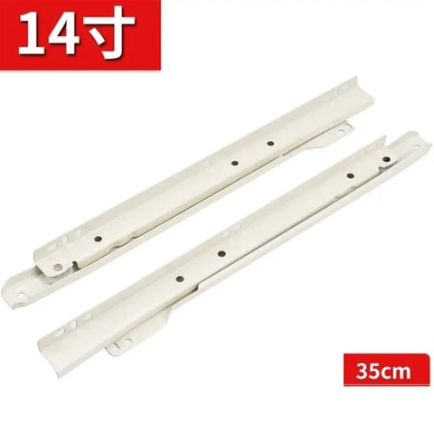 Heavy Duty Side Mount Ball Bearing Drawer Slides 14 Inch Pair Smooth As Silk Cabinet Tracks, white finish, 35 cm length.
