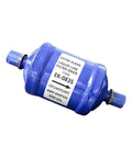 Heavy Duty 1/4 Inch Flow Filter Drier For Automotive Heat Pump Cars, blue filter-drier, compact size, liquid line dryer design.