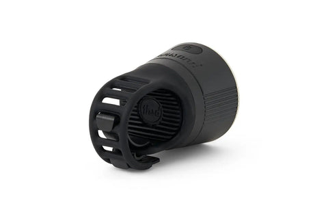 Traveler 2.0 Magnetic Bike Light Headlight For Bicycles And E Bikes, black LED with magnetic mount, side angle view