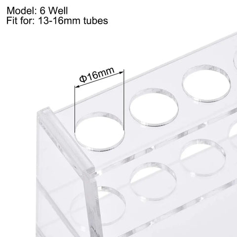 Acrylic Test Tube Rack With 6 Wells For 10ml Centrifuge Tubes Clear Lab Organizer Space Saving Holder For Easy Transport And Handy Storage In The Lab For Daily Use.