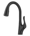 Merlin Transitional Pull-Down Kitchen Faucet With Single Handle Matte Black Finish Slick High Arc Spout