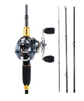 Fishing Rod And Baitcasting Reel Combo 4 Section Carbon Casting Rod Baitcasting Reel Set For Travel Lure Rod Tackle Kit With Ergonomic Non Slip Handle Portable Backcountry Fishing Gear