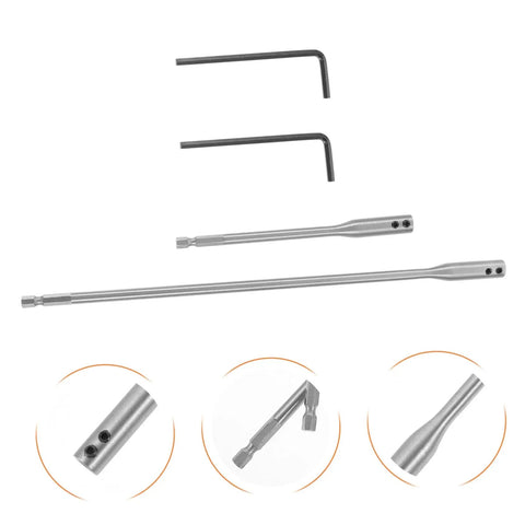 Heavy Duty Hex Shank Drill Bit Extension Set With Wrench Tools For Fast Swapping And Rock Solid Precision Drilling On Tough Metal Projects, metal extensions