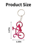 Product size measurements of 2.27x1.33 inches for the Six Pack Bicycle Bottle Opener Keychain Kit With Chain Key Ring Tools For Cyclists And Bikers.