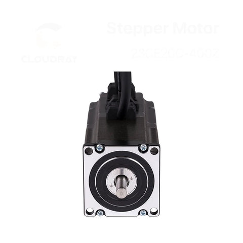 Front view of heavy duty stepper motor with closed loop servo brake and encoder, high torque, ultra precision, low vibration, Japanese bearings.