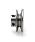 Side view of V Groove Drive Pulley For Power Transmission All Purpose Steel Pulley Two Point Five Inch Outer Diameter Five Eighth Inch Inner Bore