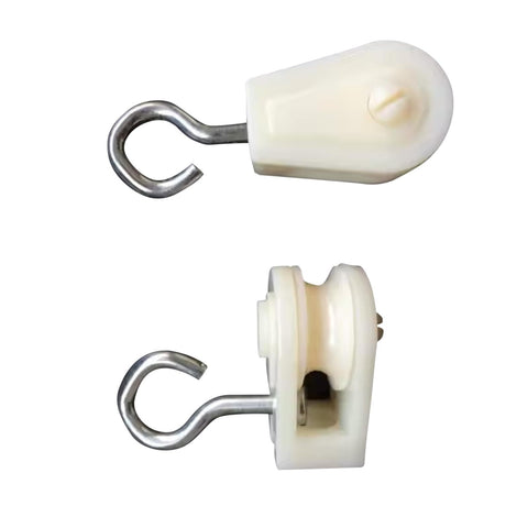 10 Pack Nylon Pulley Set Small Plastic Single Sheave Rope Pulley For Lifting And Attaching Wire Antennas, two white pulleys