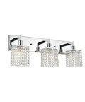 Three Light Crystal Vanity Light Fixture With Chrome Finish, Modern Crystal Wall Sconce Lighting, farmhouse metal wall lamp
