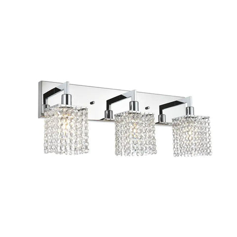 Three Light Crystal Vanity Light Fixture With Chrome Finish, Modern Crystal Wall Sconce Lighting, farmhouse metal wall lamp
