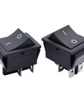 Momentary Rocker Switch Pack Of 3 4 Pin On Off Power Toggle Switch For Car Boat Auto And Household Use AC 250V 6A 125V 10A Durable PA66 Nylon With Silver Terminals Model KCD2-112 High Reliability, 2 black switches