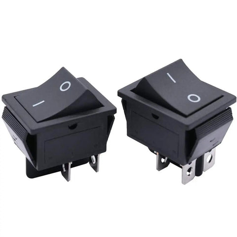 Momentary Rocker Switch Pack Of 3 4 Pin On Off Power Toggle Switch For Car Boat Auto And Household Use AC 250V 6A 125V 10A Durable PA66 Nylon With Silver Terminals Model KCD2-112 High Reliability, 2 black switches