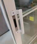 Built Tough 8 Inch Aluminum Alloy Sliding Door Handle Featuring Corrosion Resistant Surface And Comfortable Oval Grip For Bathroom Closet And Kitchen Cabinets on glass door.