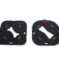 Kickass Woodworking Radius Template Set With Durable Aluminum Router Guide and Quick Release Bases, R25 to R50 bases for precise curve routing.