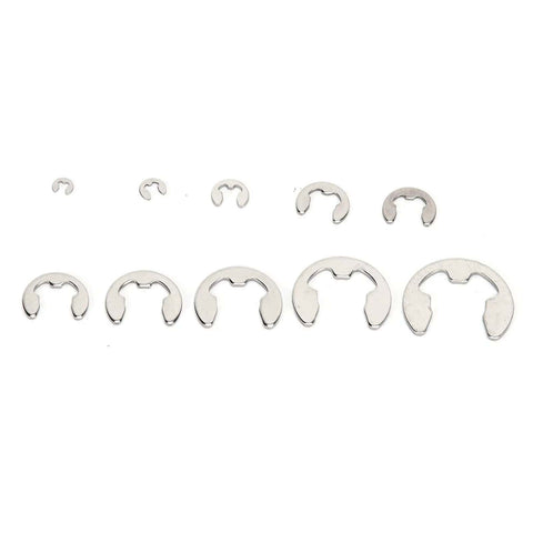 120Pcs E Clip Ring Set 1.5mm To 10mm Stainless Steel External Retaining Rings Circlip Assortment For Indoor Outdoor Use Rustproof Burr Free Surface Handy Clip Kit For Quick Fixes arranged by size