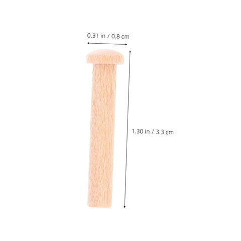 Solid Wood 20 Piece Miniature Nails Set For Crafts And Model Building, Tiny Wood Pins For Intricate Woodworking, single nail with dimensions