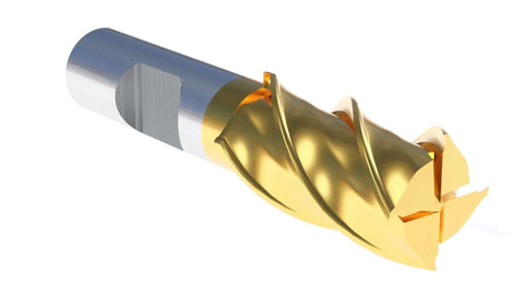 End mill, tin-coated HSS finishing, 7/8 in diameter, 3/4 in shank