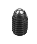 Single carbon steel plunger from 10 Piece M5 Ball Plunger Set With Hex Socket Spring Plungers, M5x8 threaded for machinery use.
