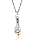 Mechanic Wrench Cremation Urn Necklace For Ashes Holder Pendant Spanner Memorial Keepsake For Dad Engraved Stainless Steel Jewelry