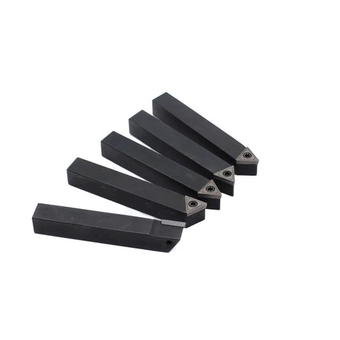 Three Eighths Inch Mini Indexable Lathe Turning Tool Holder Set, Five Piece With AL AR BL BR E Holders And Five TCMT C6 Carbide Inserts