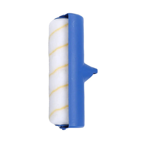 Adjustable 10 Inch Paint Roller Kit With Slick Telescopic Pole For No Sweat Ceiling And Wall Painting Rotating Handle Eases Wrist Strain For Quick Furniture Refreshes On The Regular, blue handle with white and yellow roller.