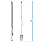 Two Wideband 20-1300MHz Police Scanner Antennas, 8-Section Telescopic 50 Ohm BNC Male Connectors, compact at 26cm length.