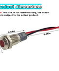 Dimensions of LED Signal Indicator Light 12V-24V AC DC Waterproof Panel Mount With Wire 8mm Hole for Cars Trucks Boats