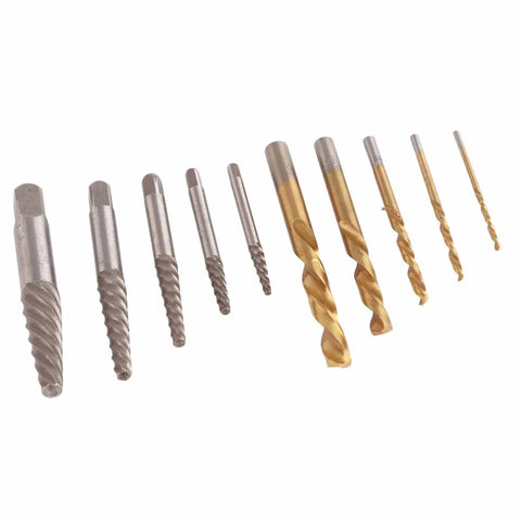 Grab This Awesome 10 Piece Screw Extractor Set With Drill Bits Left Hand Plated Alloy Steel Fastener Remover Kit For Damaged Screws Bolts Tough To Get Tools, 10 drill bits