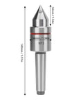 MT2 live center, high-carbon steel, 60° tip, 34mm diameter body, Morse taper MT2 (front view)
